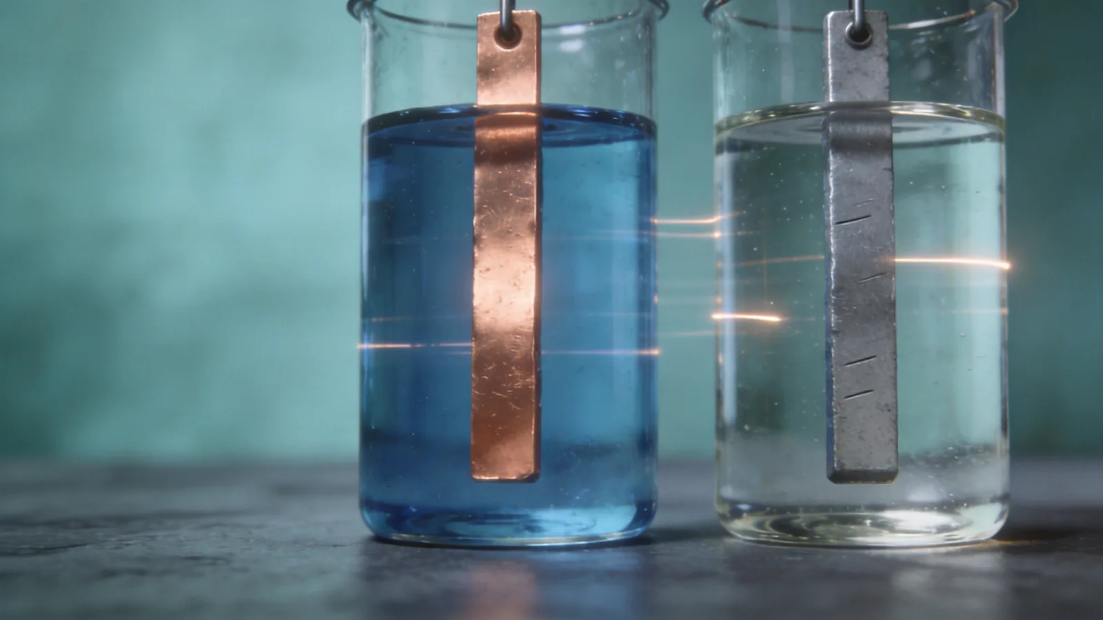Oxidation–reduction concept with contrasting metal and solution half-cells
